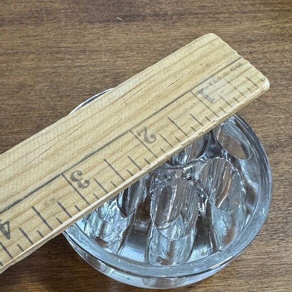 Vintage Flower Frog Clear Glass Floral Arrangement 8 Holes Solid Bottom - Picture 6 of 6